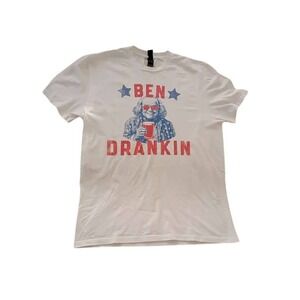 Ben Drankin Graphic T Shirt White Mens Size M 100 Percent Cotton